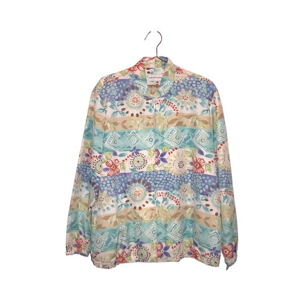 Alfred Dunner floral print, faux collar, shacket, zipper closure, size 20 - Picture 1 of 7